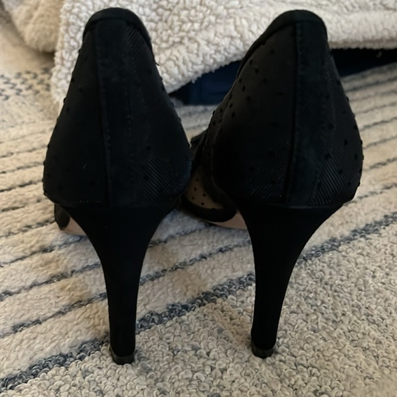 Like new Zara mesh dot and cap toe with bow, black heels 39 - Picture 3 of 5